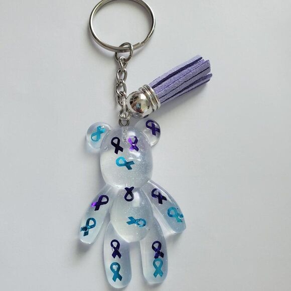 Suicide Awareness Ribbon Bear Keychain - Picture 8 of 8